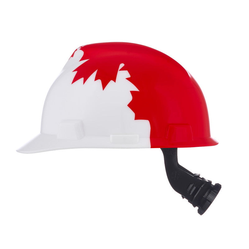 Canadian Freedom Series V-Gard Cap Style Hard Hat - White w/ Red Maple Leaf