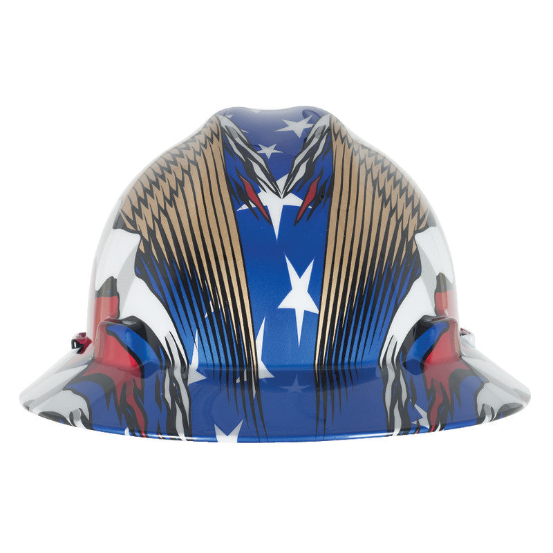 American Freedom Series V-Gard Full Brim Hard Hat - American Flag w/2 Eagles