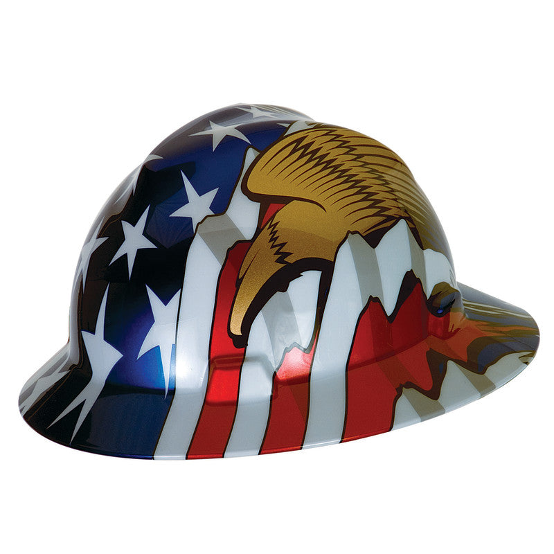 American Freedom Series V-Gard Full Brim Hard Hat - American Flag w/2 Eagles