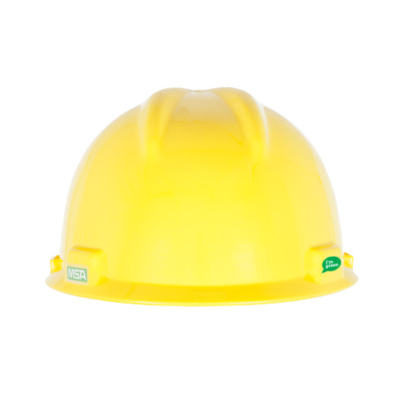 MSA V-Gard GREEN Cap Style Hard Hat - 4-Point Fast-Trac III Suspension - Yellow (20-Pack)
