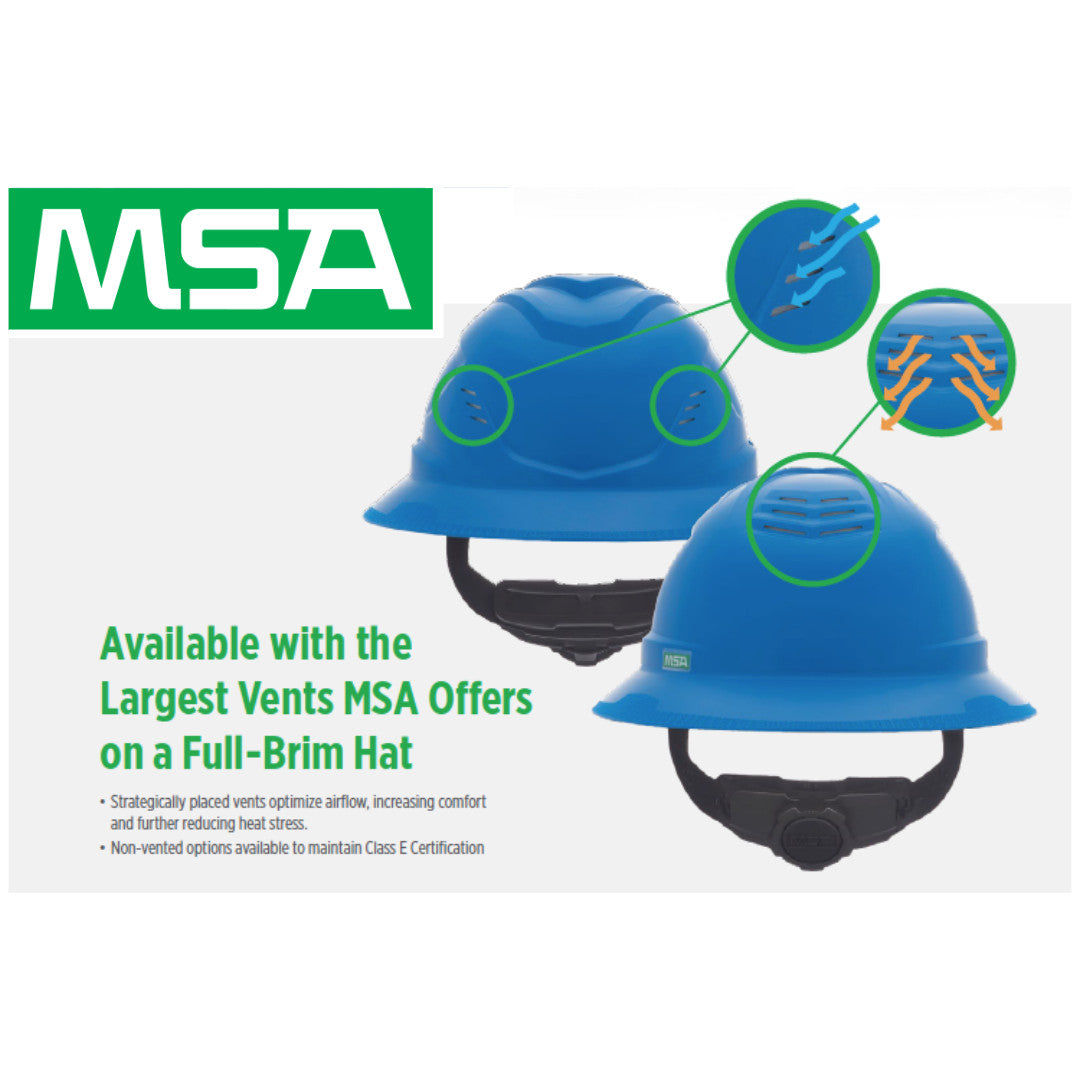 MSA V-Gard C1 Full Brim Vented Hard Hat - Fas-Trac III Suspension