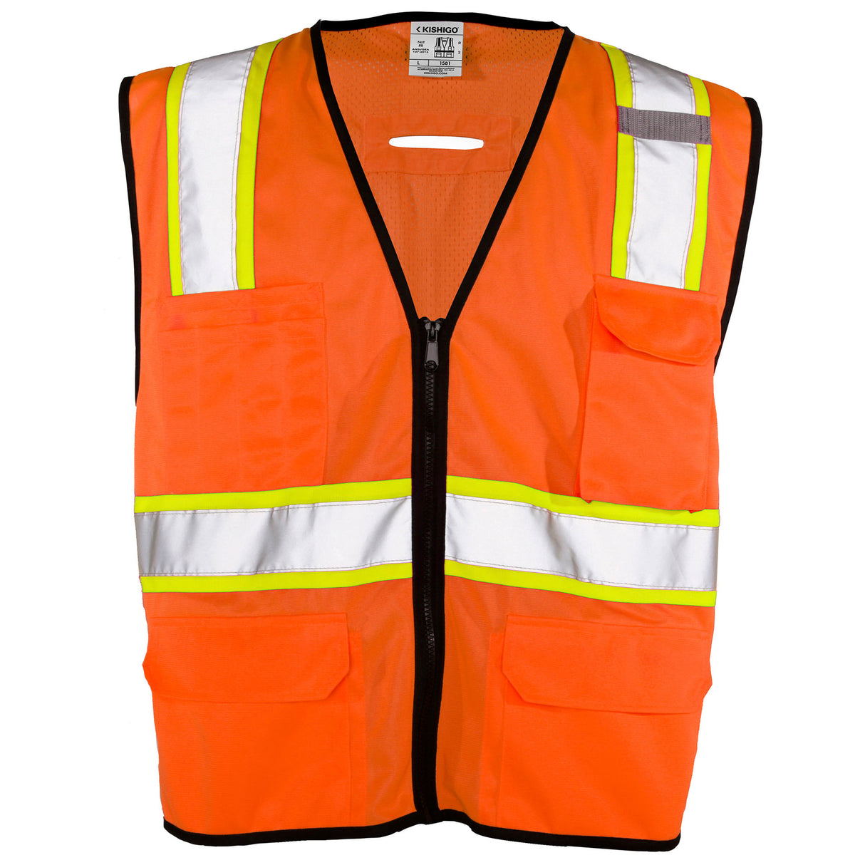 Kishigo 1581 Economy 6 Pocket Contrast Vest - Orange