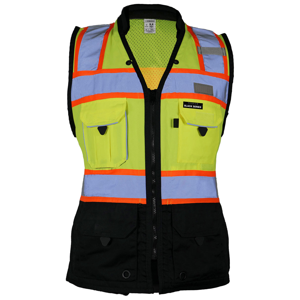 Kishigo S5021 Black Series Women's Heavy Duty Surveyors Safety Vest - Yellow/Lime - Size 2X