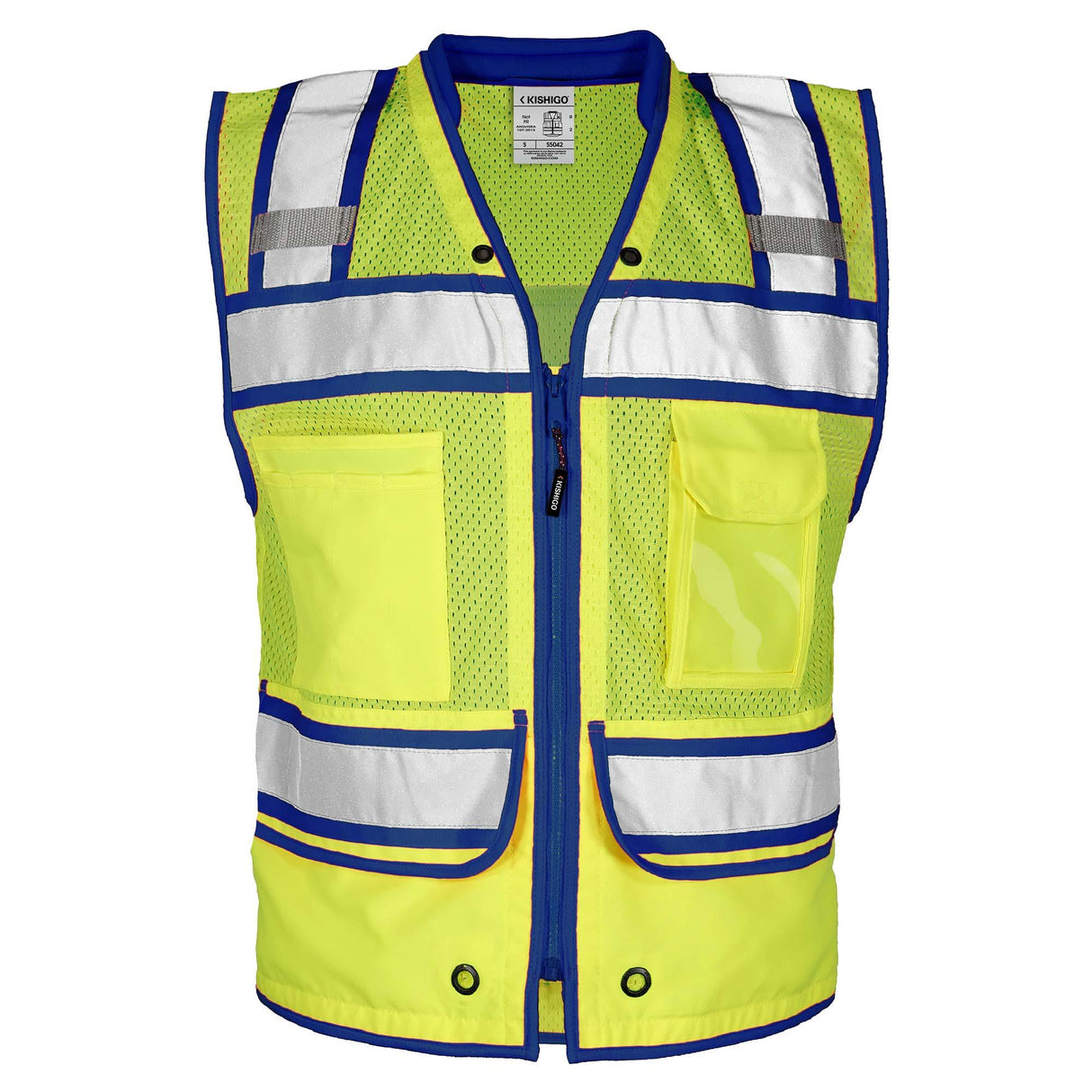 Kishigo S5042 Color Contrast High Performance Surveyors Safety Vest - Lime/Royal Blue