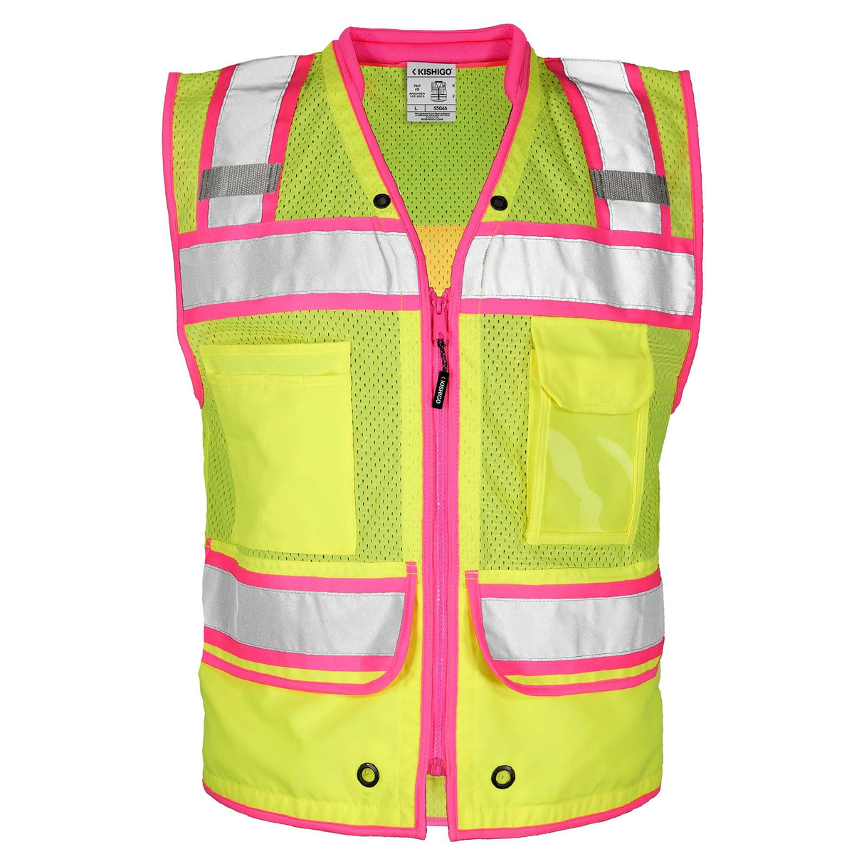 Kishigo S5046 Color Contrast High Performance Surveyors Safety Vest - Lime/Pink