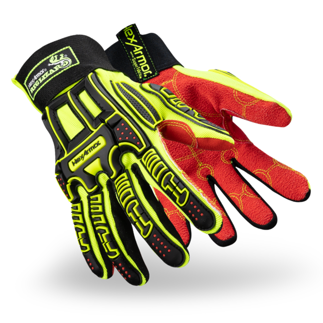 HexArmor Rig Lizard® 2021X Hi-Viz Safety Gloves TP-X®/IR-X® Impact Exoskeleton™