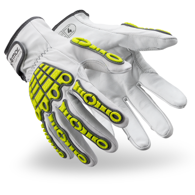 HexArmor Chrome Series® 4080 Impact-Resistant Hi-Viz Gloves - A8 Cut - Goatskin Leather Palm