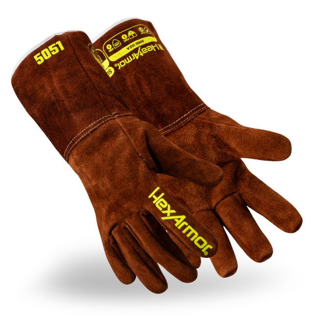 HexArmor HeatArmor® 5051 Welding Gloves - Stick Welding - Split Cowhide Leather - Gauntlet Cuff - Size XXL (11)