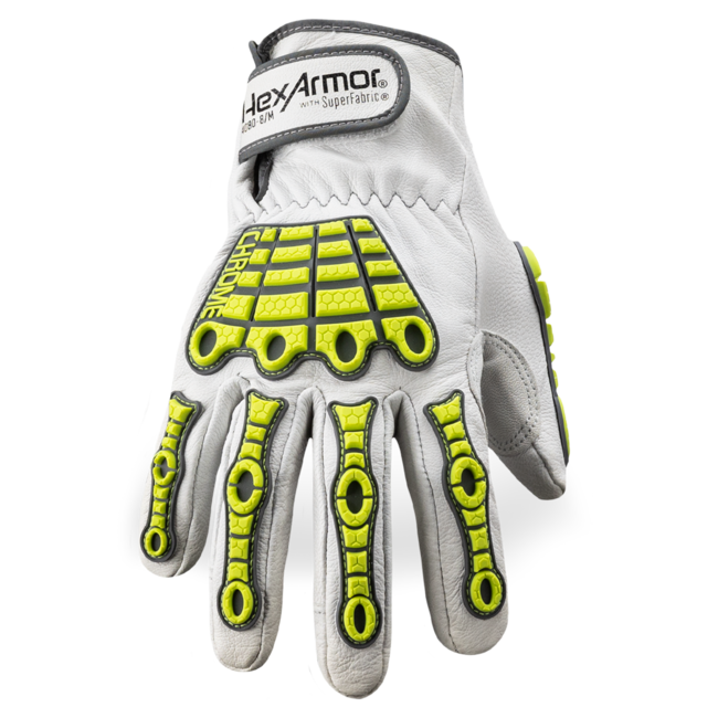 HexArmor Chrome Series® 4080 Impact-Resistant Hi-Viz Gloves - A8 Cut - Goatskin Leather Palm