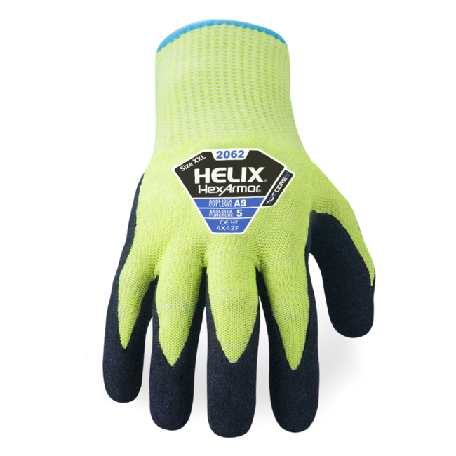 HexArmor Helix® 2062 Core9™ Technology Cut-Resistant Hi-Viz Gloves - A9 Cut (12-Pack)
