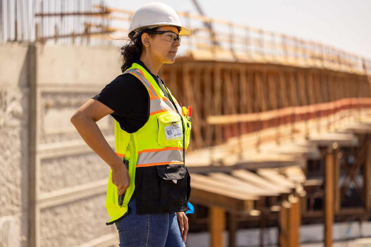 Kishigo S5021 Black Series Women's Heavy Duty Surveyors Safety Vest - Yellow/Lime - Size 2X