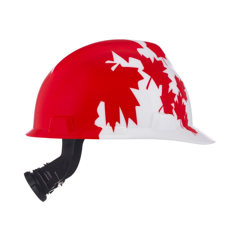 Canadian Freedom Series V-Gard Cap Style Hard Hat - White w/ Red Maple Leaf