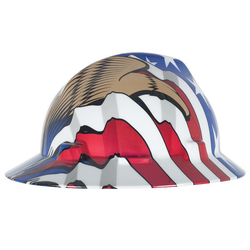 American Freedom Series V-Gard Full Brim Hard Hat - American Flag w/2 Eagles