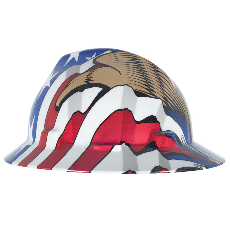 American Freedom Series V-Gard Full Brim Hard Hat - American Flag w/2 Eagles