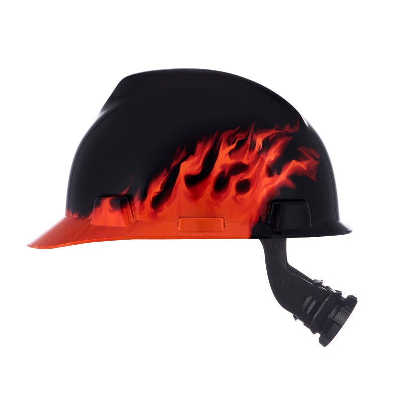 Specialty V-Gard Cap Style Hard Hat - Black Fire - w/ Fas-Trac Suspension