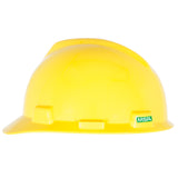 MSA V-Gard GREEN Cap Style Hard Hat - 4-Point Fast-Trac III Suspension - Yellow (20-Pack)