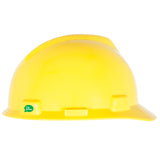 MSA V-Gard GREEN Cap Style Hard Hat - 4-Point Fast-Trac III Suspension - Yellow (20-Pack)