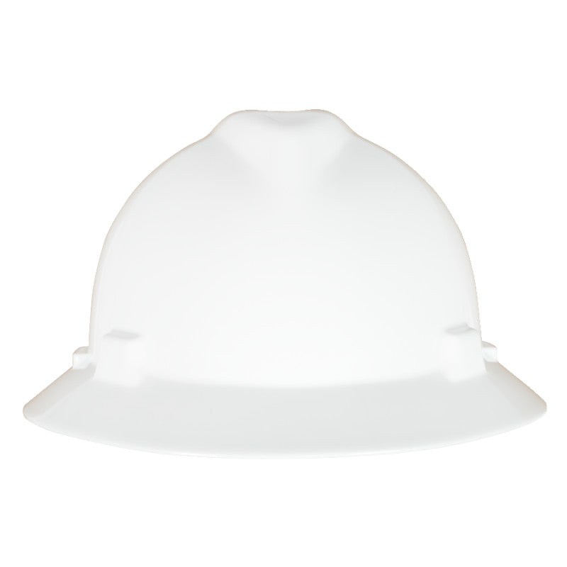 MSA V-Gard GREEN Full-Brim Hard Hat - 4-Point Fast-Trac III Suspension - White