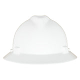 MSA V-Gard GREEN Full-Brim Hard Hat - 4-Point Fast-Trac III Suspension - White