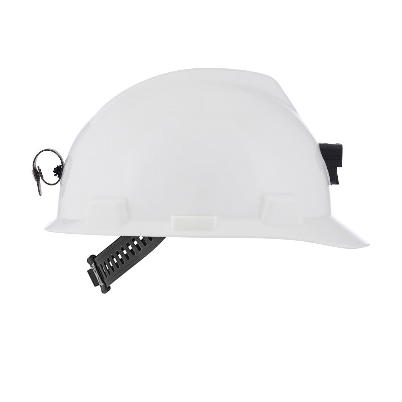 MSA V-Gard Cap Style Hard Hat - Staz-On Suspension w / Lamp Bracket & Cord Holder - White (20-Pack)