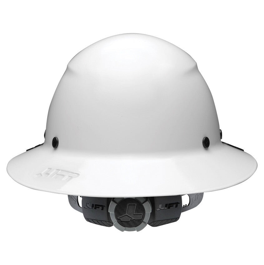 LIFT Safety DAX HDF-15WG Full Brim Hard Hat - 6-point Ratchet Suspenson - White