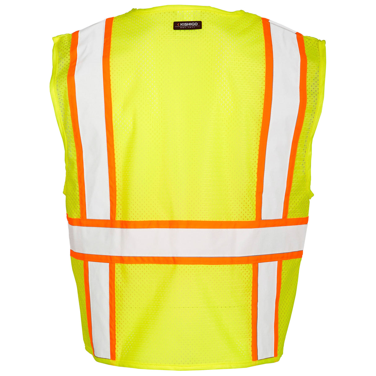Kishigo 1163 Solid Front Mesh Back Safety Vest - Yellow/Lime