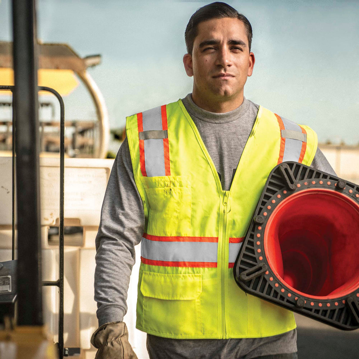 Kishigo 1163 Solid Front Mesh Back Safety Vest - Yellow/Lime