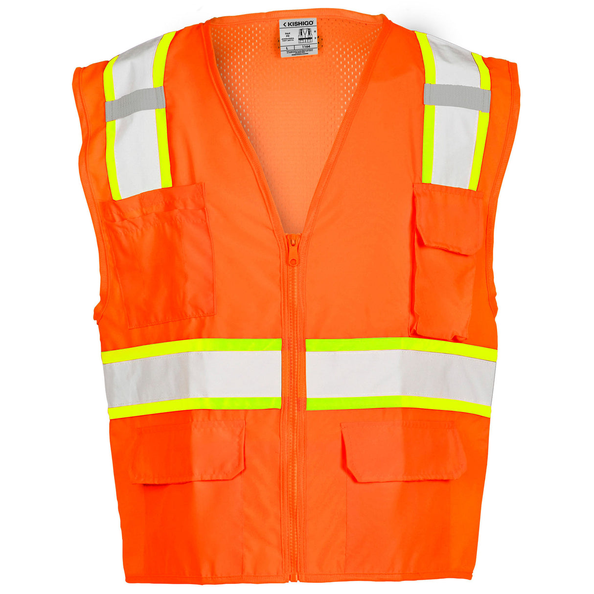 Kishigo 1164 Solid Front Mesh Back Safety Vest - Orange