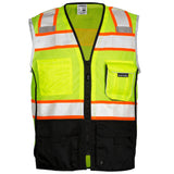 Kishigo 1515 Black Series Black Bottom Safety Vest - Yellow/Lime