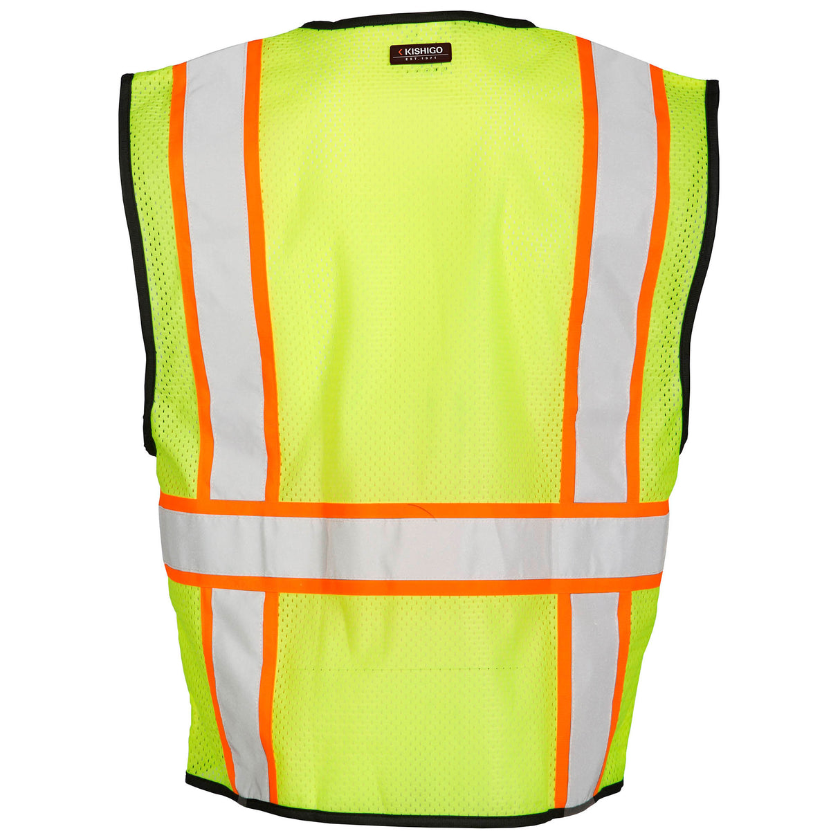 Kishigo 1527 Single Pocket Contrasting Mesh Safety Vest - Yellow/Lime