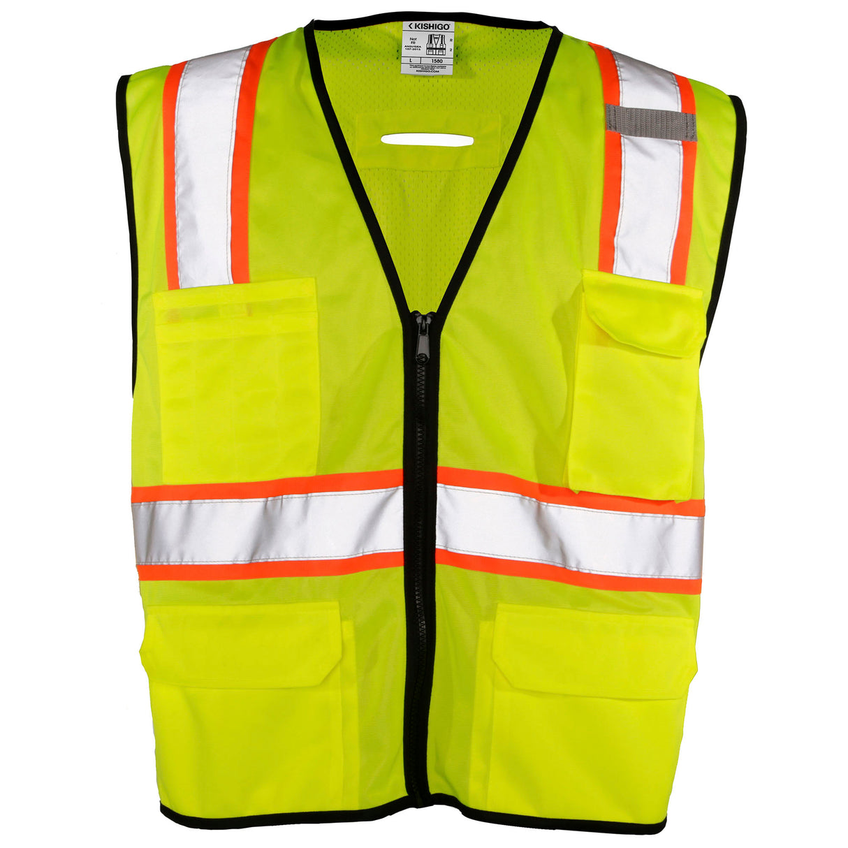 Kishigo 1580 Economy 6 Pocket Contrast Vest - Yellow/Lime