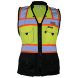 Kishigo S5021 Black Series Women's Heavy Duty Surveyors Safety Vest - Yellow/Lime - Size 2X
