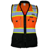 Kishigo S5022 Black Series Women's Heavy Duty Surveyors Safety Vest - Orange - Size M
