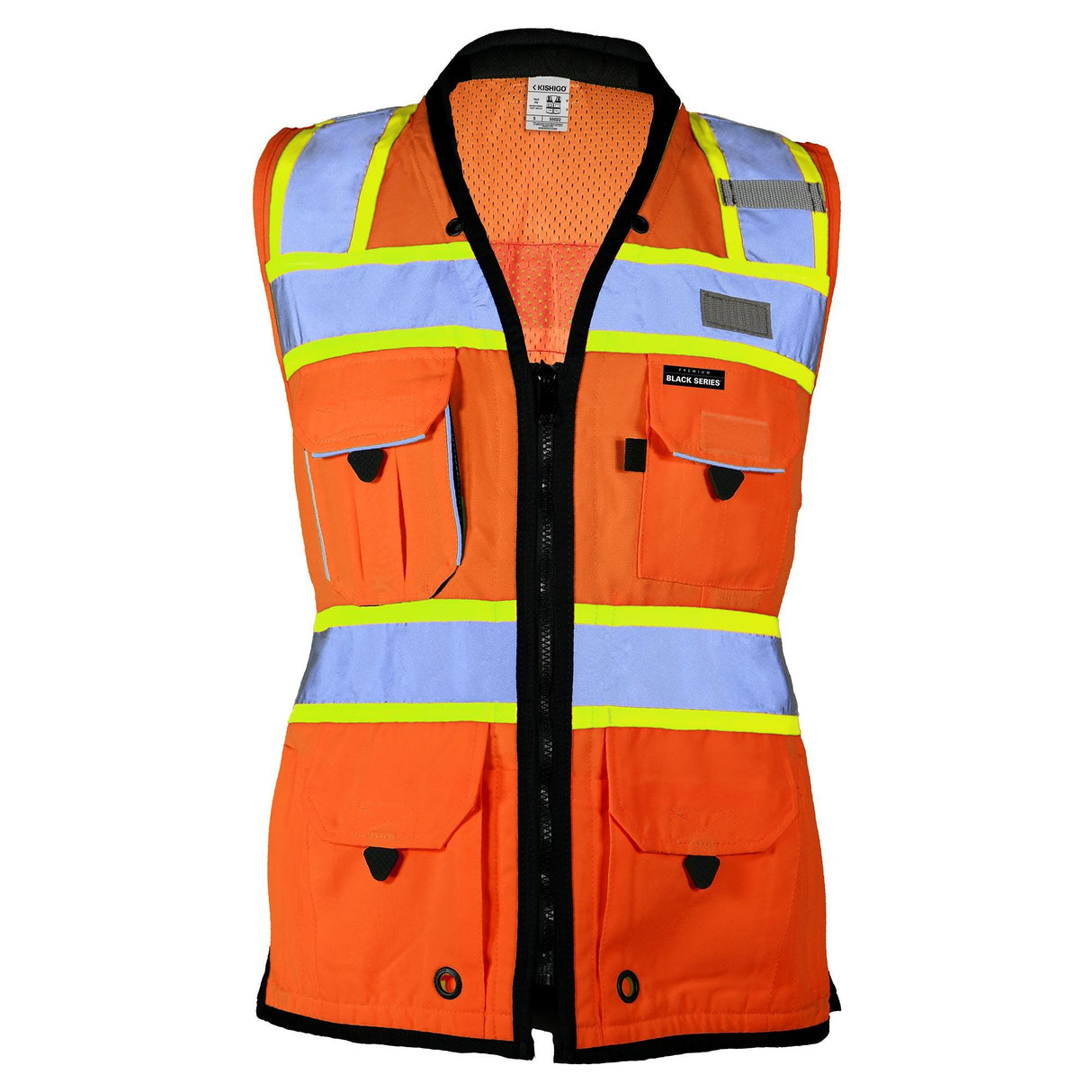 Kishigo S5022-Small Black Series Women's Heavy Duty Surveyors Safety Vest - Orange