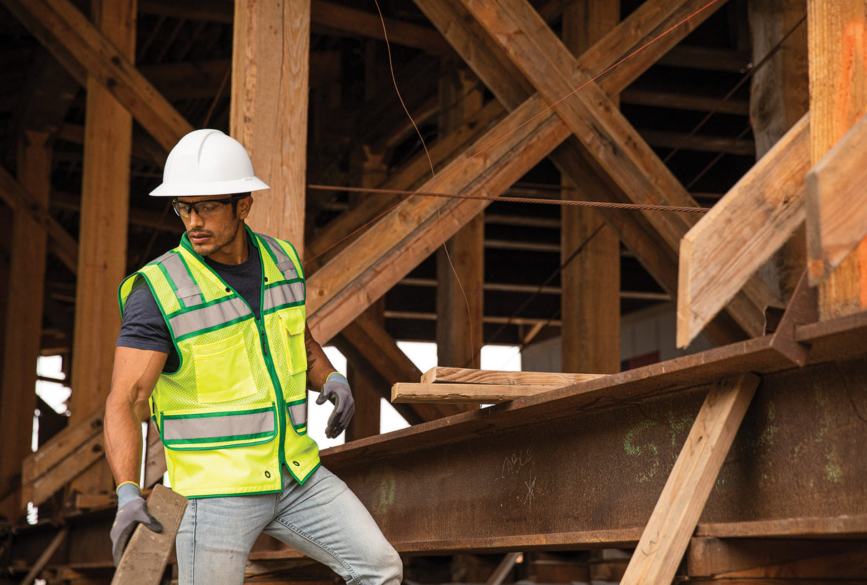 Kishigo S5042 Color Contrast High Performance Surveyors Safety Vest - Lime/Royal Blue