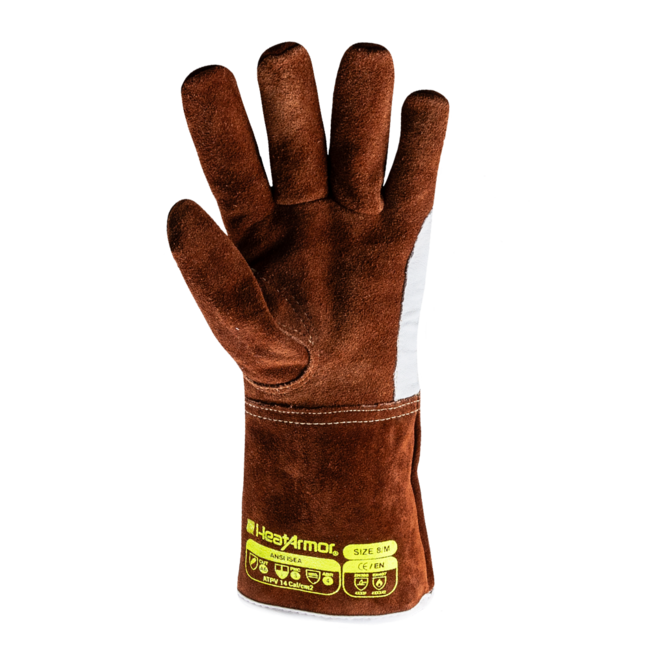 HexArmor HeatArmor® 5050 Welding Gloves - Split Cowhide Leather/Goatskin Leather - Safety Gauntlet Cuff