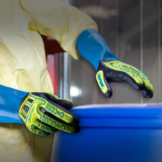 HexArmor HexChem® 7071 Chemical-Resistant HI-Viz Gloves - A4 Cut