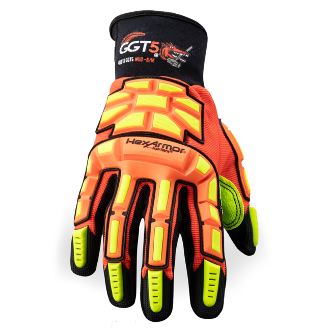 HexArmor GGT5® Mud Grip® 4021X Cut-Resistant Hi-Viz Gloves PVC Dots Palm - A8 Cut