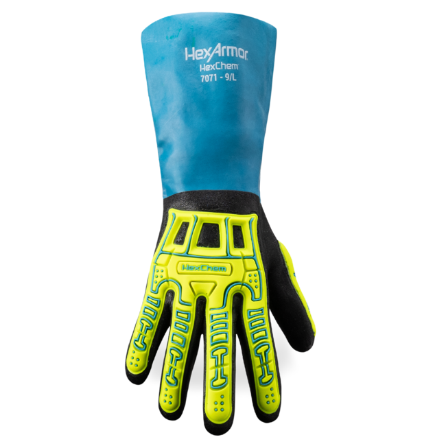 HexArmor HexChem® 7071 Chemical-Resistant HI-Viz Gloves - A4 Cut