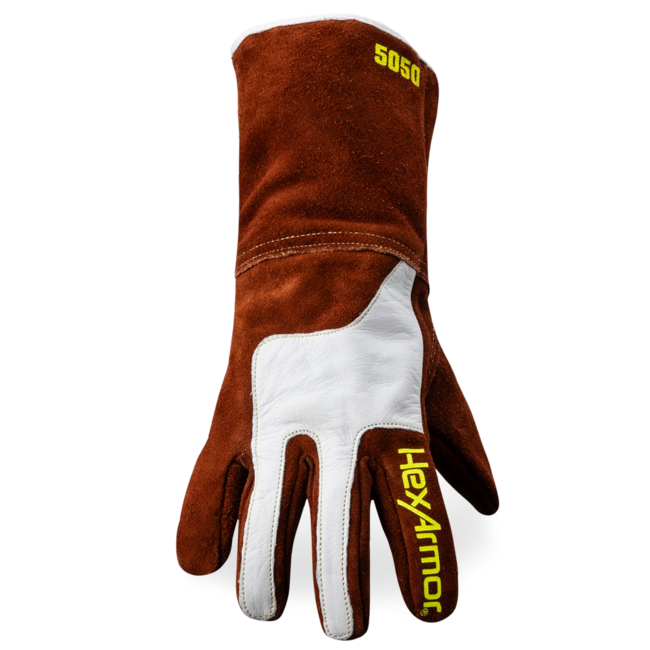 HexArmor HeatArmor® 5050 Welding Gloves - Split Cowhide Leather/Goatskin Leather - Safety Gauntlet Cuff