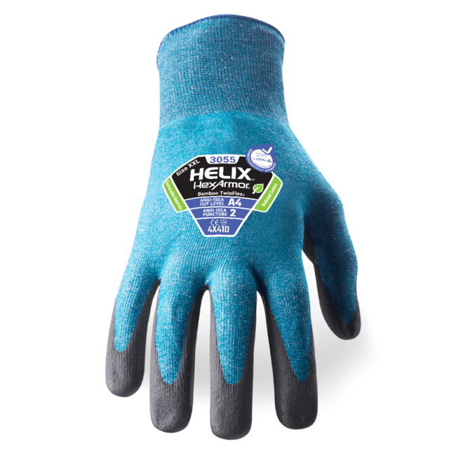 HexArmor Helix® 3055 Bamboo TwinFlex® Abrasion Resistant Gloves - A4 Cut